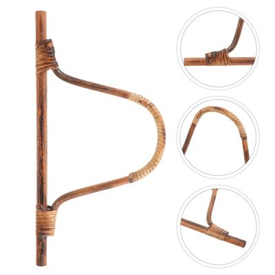 2Pcs D-Shaped Wooden Bag Handles Natural Rattan Purse Handle Replacement for DIY Crochet Tote Beach Bags Handmade Handbag