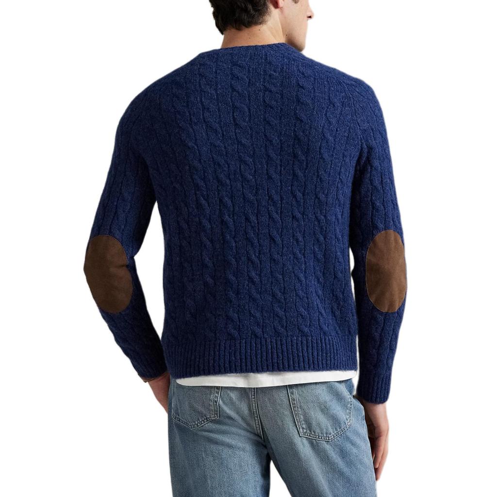 Polo Ralph Lauren Regular Fit Suede And Knit Twisted Cable Long Sleeve Sweater Men sweater 710979095-001