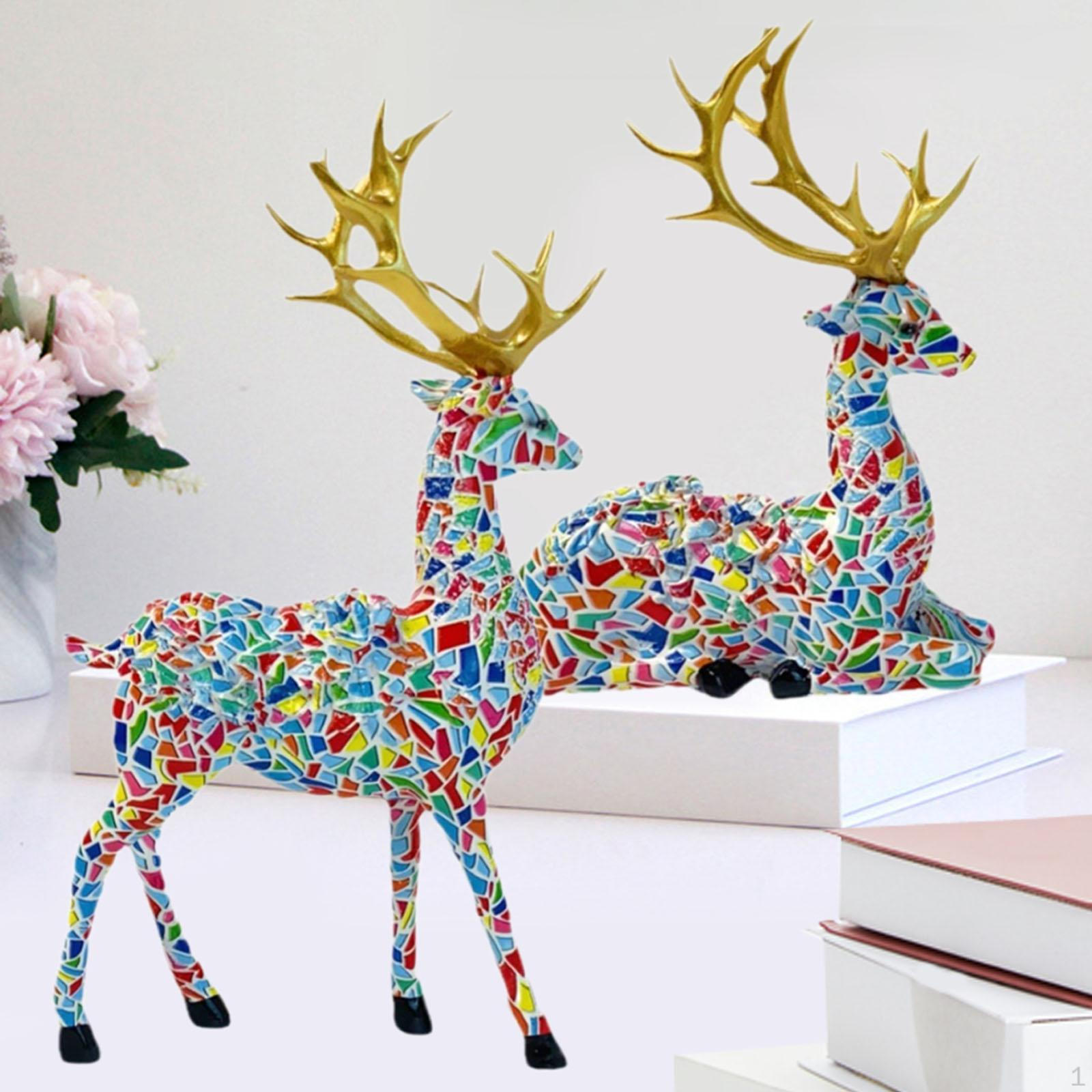 

2 шт. Статуэтка оленя из смолы, фигурка оленя, поделки для домашнего декора, книжная полка, фигурка животного, лось