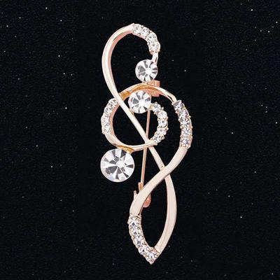 Broche Mode Note de Musique Strass Broche Alliage Bijoux Accessoires Manteau Pull Épinglette Simple Cardigan