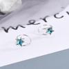 S925 Silver Korean Blue Crystal Star Earrings with Rotating Design