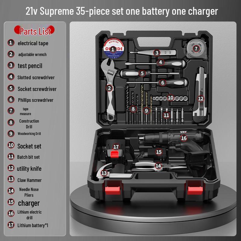 High-Power Cordless Electric Drill and Screwdriver Set with Lithium Battery for Home Use