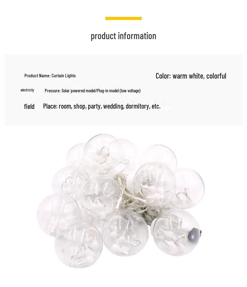 Twinkling LED Curtain Lights with Wishing Ball, Star, and Bell Accents for Christmas and Birthday Decor