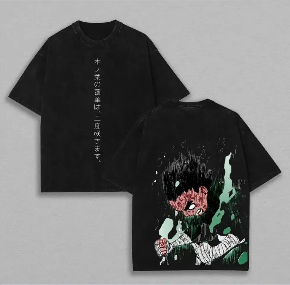 

Rock Lee T Shirt Naruto Men Acid Wash Back Print Eight Gates Anime Graphic Cotton Streetwear Taijutsu Vintage Bootleg Tee M
