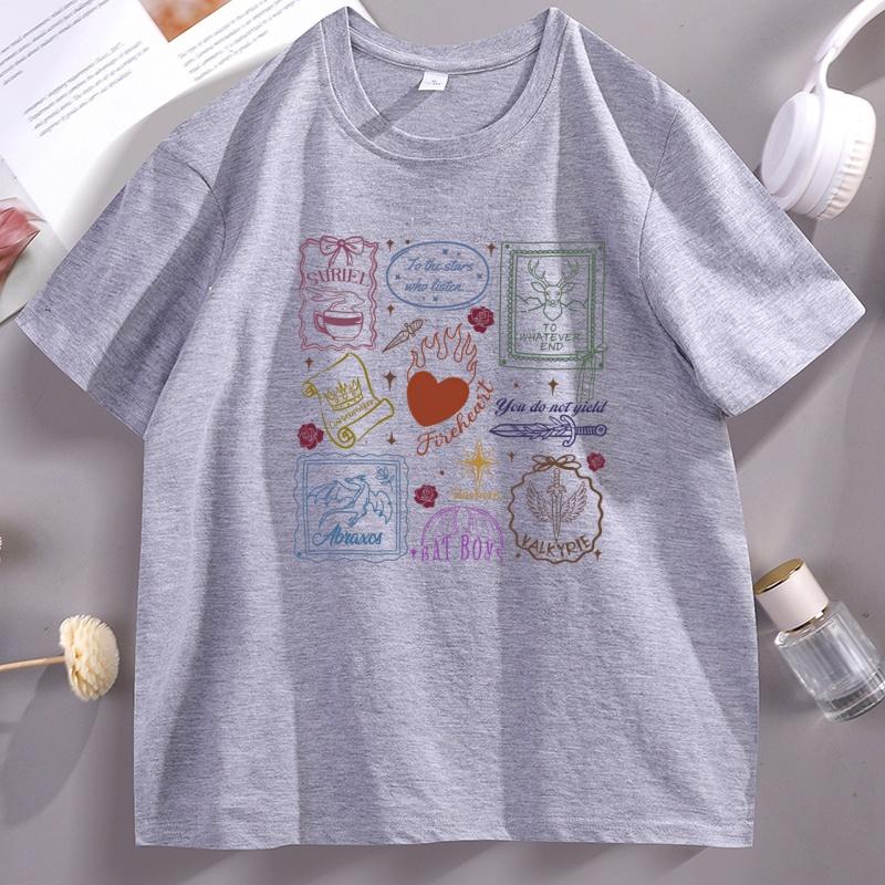 Vintage Throne of Glass Acotar Tshirt Casual Darkness Graphic Tees Round Neck Comfortable Printed T Shirt Unisex Unisex Clothes