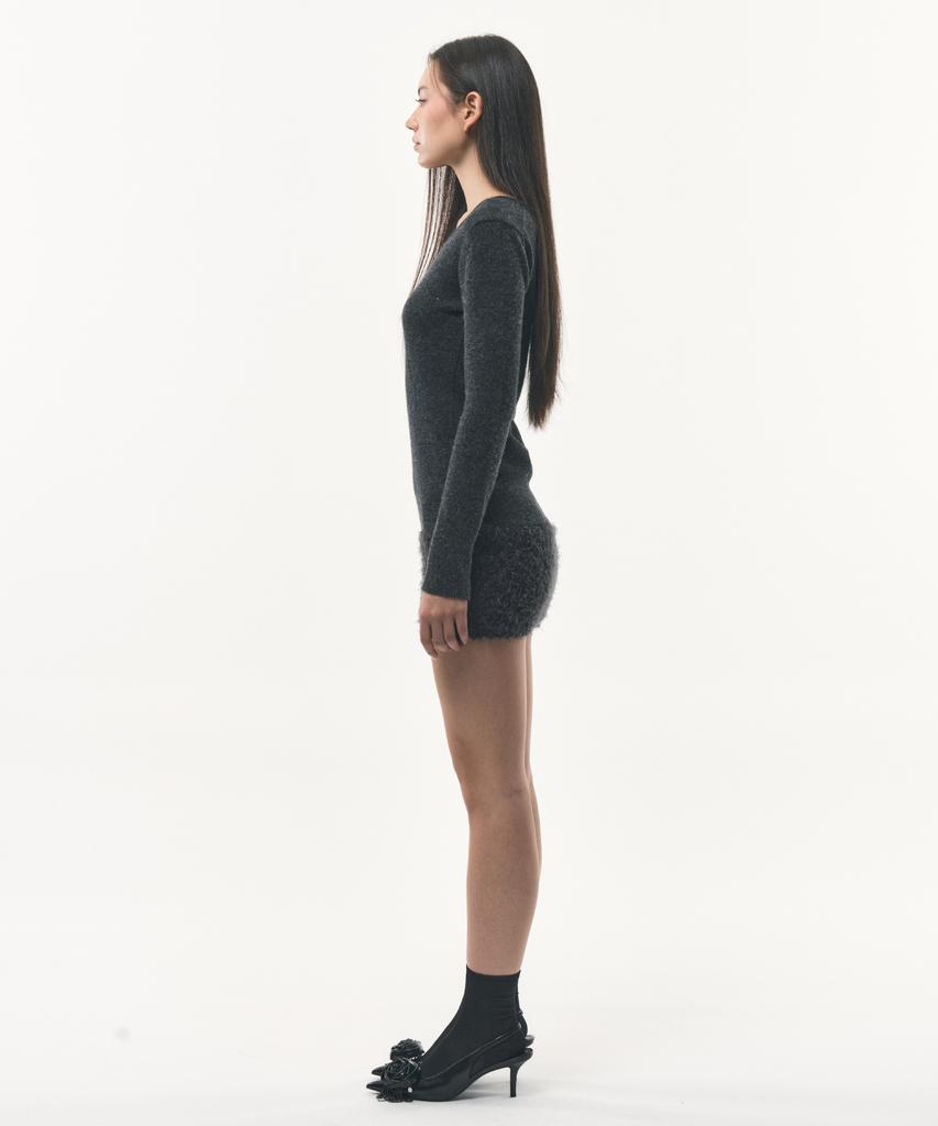 Podeowedeo Hairy Knit Dress (Charcoal)