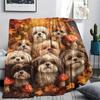 Puppy Print Flannel Blanket, High quality Comfortable for All Seasons, Home Decor, Warmth and Comfort, Perfect for Christmas Gifts