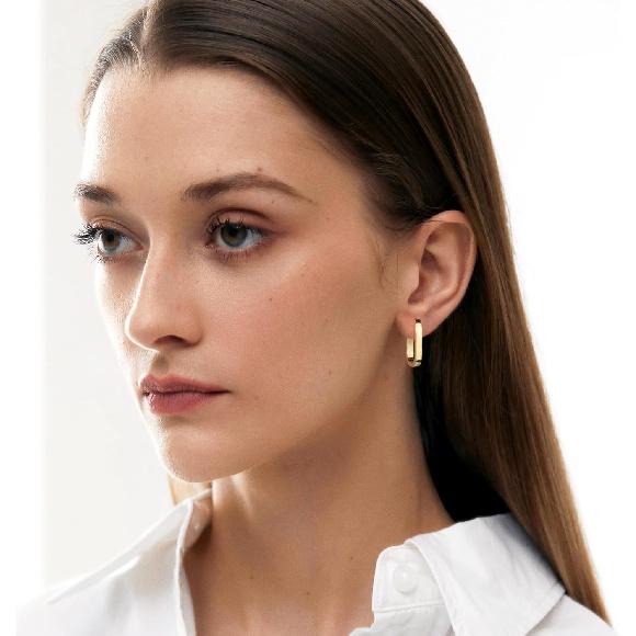 Silver Hoop Earrings for Women Small Square 14K Gold Hoop Earrings | Hypoallergenic Geometric Minimalist Rectangle Hoops