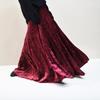 Retro Diamond Velvet Skirt Winter Mid-length Slimming Skirt Gold Velvet A-line Skirt