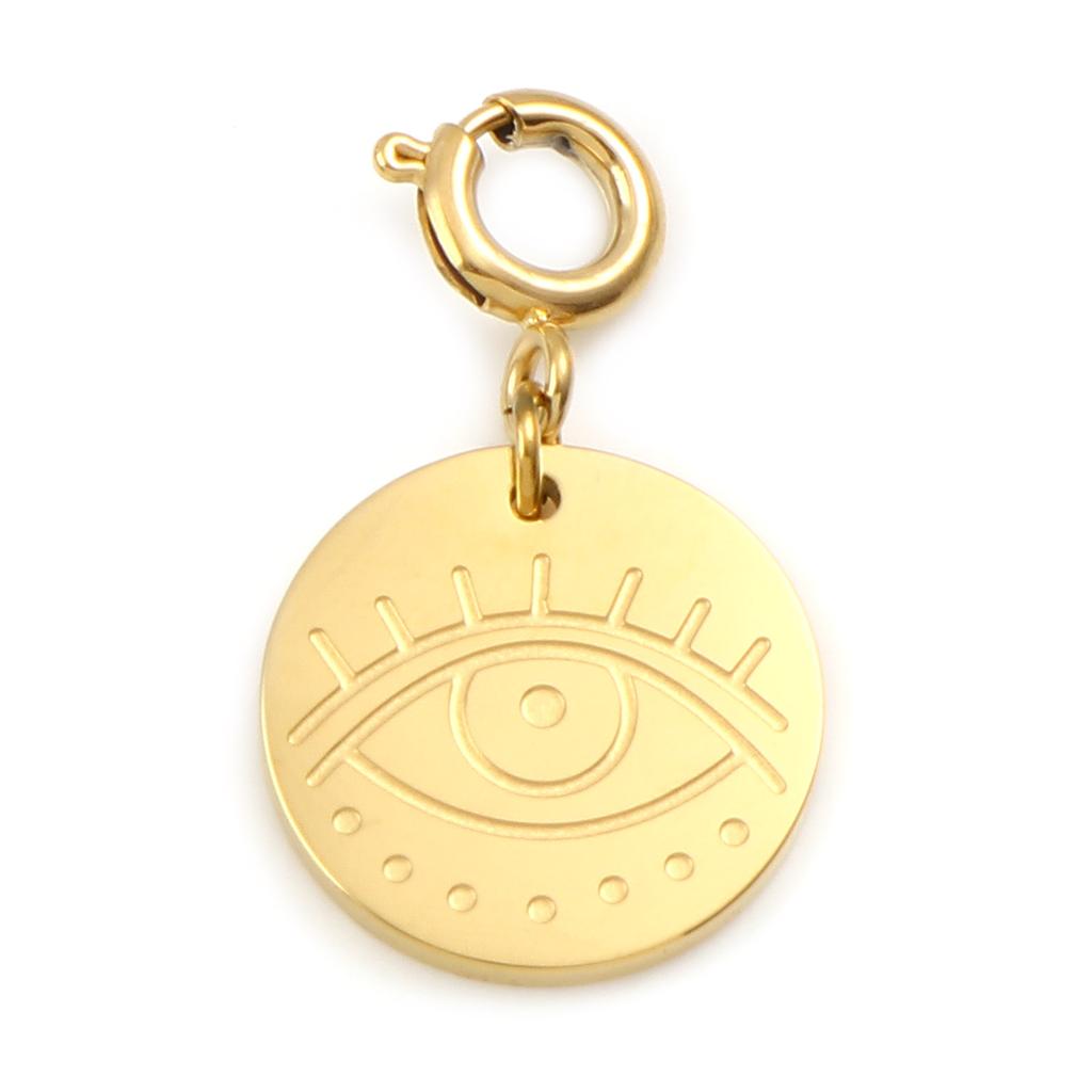 304 Stainless Steel Religious Charms Geometric Round Gold Color Metal Pendants DIY Bracelet Women Bohemian Jewelry Making,1PC
