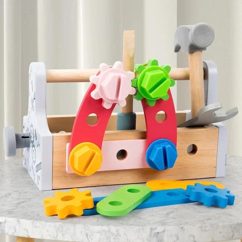 Children Toolbox Wooden Toys Pretend Play&&& Set Nut Disassembly Screw Assembly Simulation Repair Games Educational Sensory Toys