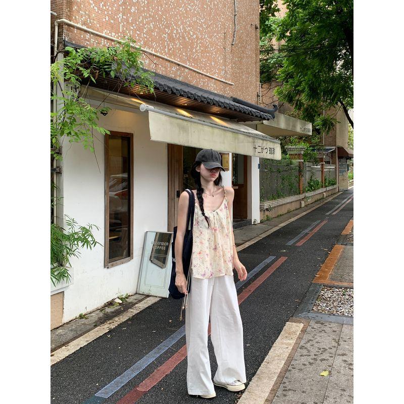 Kumikumi Sweet Floral Butterfly Camisole Women's Summer Stylish Machine Embroidery Sleeveless Tops