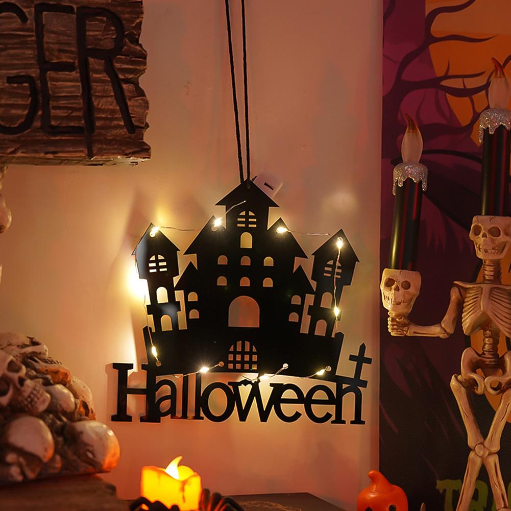 Halloween LED Lights with Hanging Rope Battery-Powered Ghost Pumpkin Hanging Party Lights for Shop/Home/Yard Windows for Indoor/Outdoor