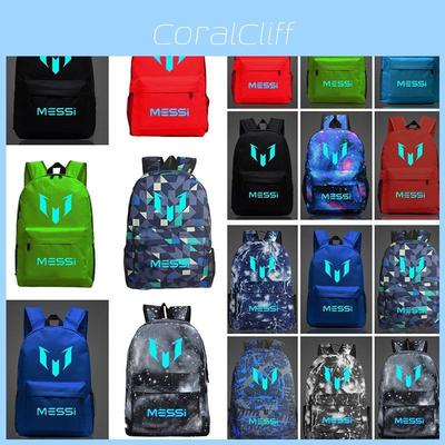 Stylish Oxford Cloth Sports Backpack For Students In Various Colors Messi Ronaldo Night Light Soccer Design 45*31*14cm/17.72*12.20*5.51in Double