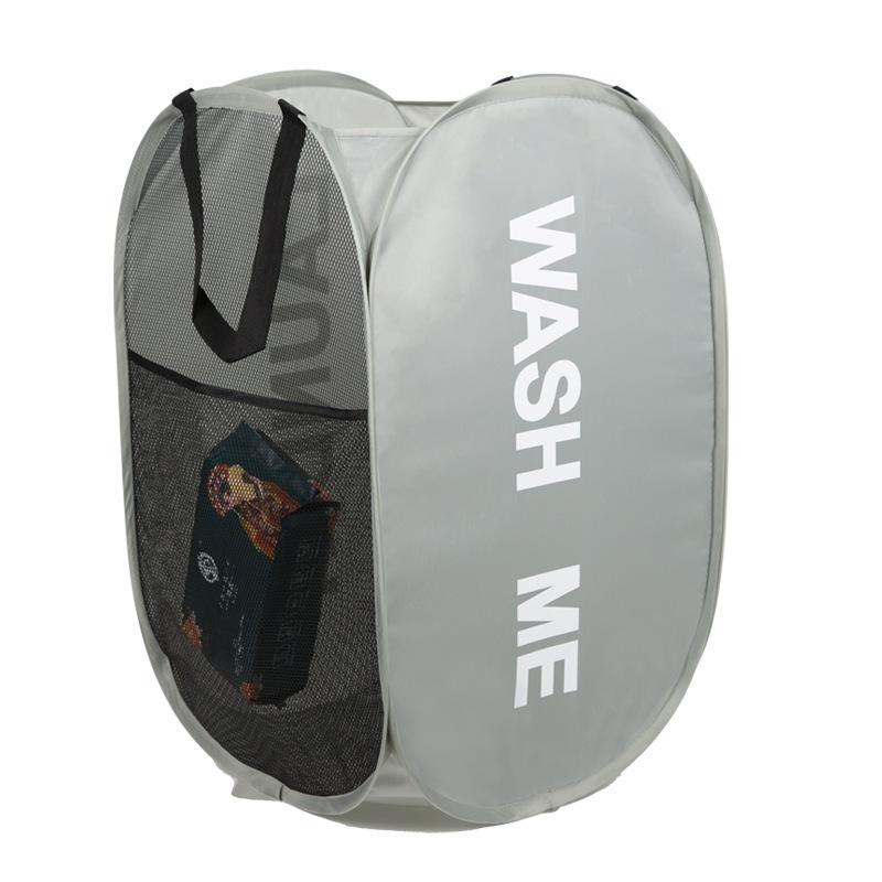Foldable Laundry Basket Dirty Clothes Storage Basket Bathroom Laundry Storage Rack Breathable Mesh Sundries Storage Basket серый