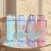 1PC Faith Hope Love Paw Print 750ml Color Plastic Sports Water Bottle Leakproof Flip Straw Lid Suitable for Sports Office Home Use