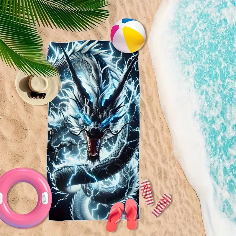 1 Stück Extra Groß 3 Größenoptionen Blitzdrachen-Design Strandtuch - Weiches, Saugfähiges & Schnelltrocknendes Polyester für Pool, Camping