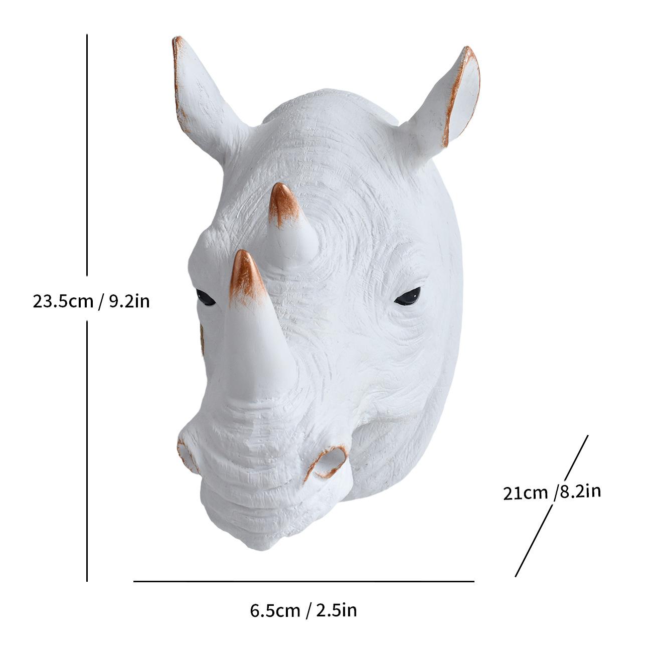 

Creative Rhino Head Wall Hanging Ornaments Living Room Decoration Background Display Wall Mounted Rhino Head Modern Home Decor білий