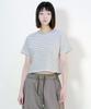 Deumakeu Loose Fit Pinstripe Crop Short Sleeve T-Shirt Ivory
