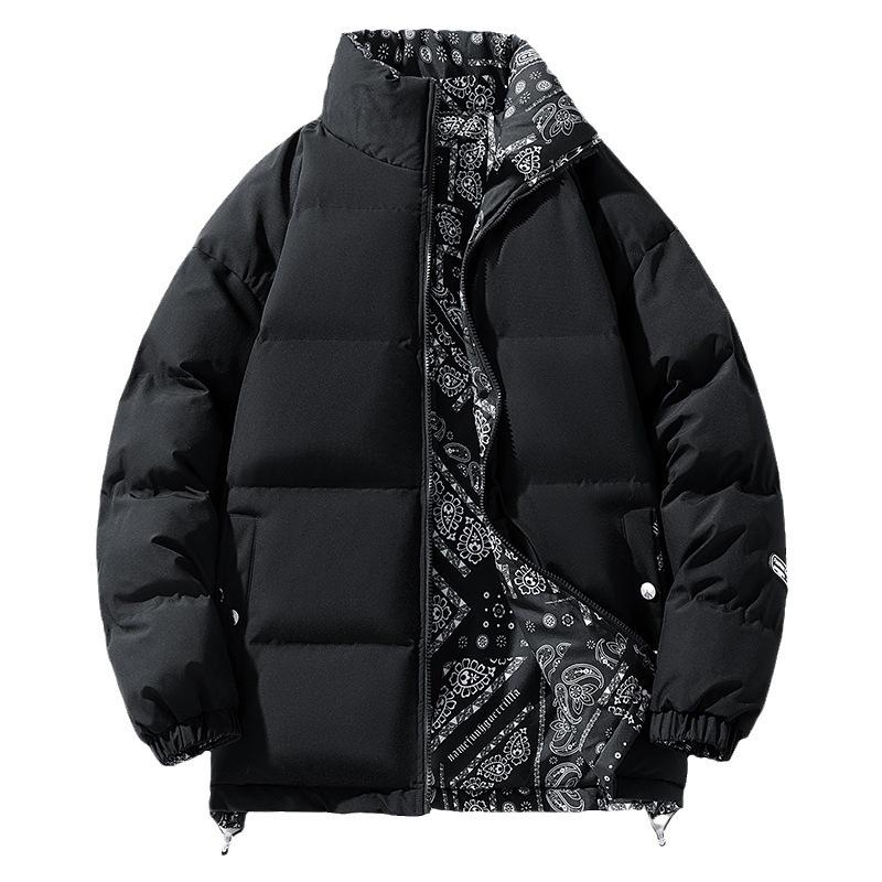 Casual Men's Cotton Jacket Solid Color Loose Winter     Daily Warm