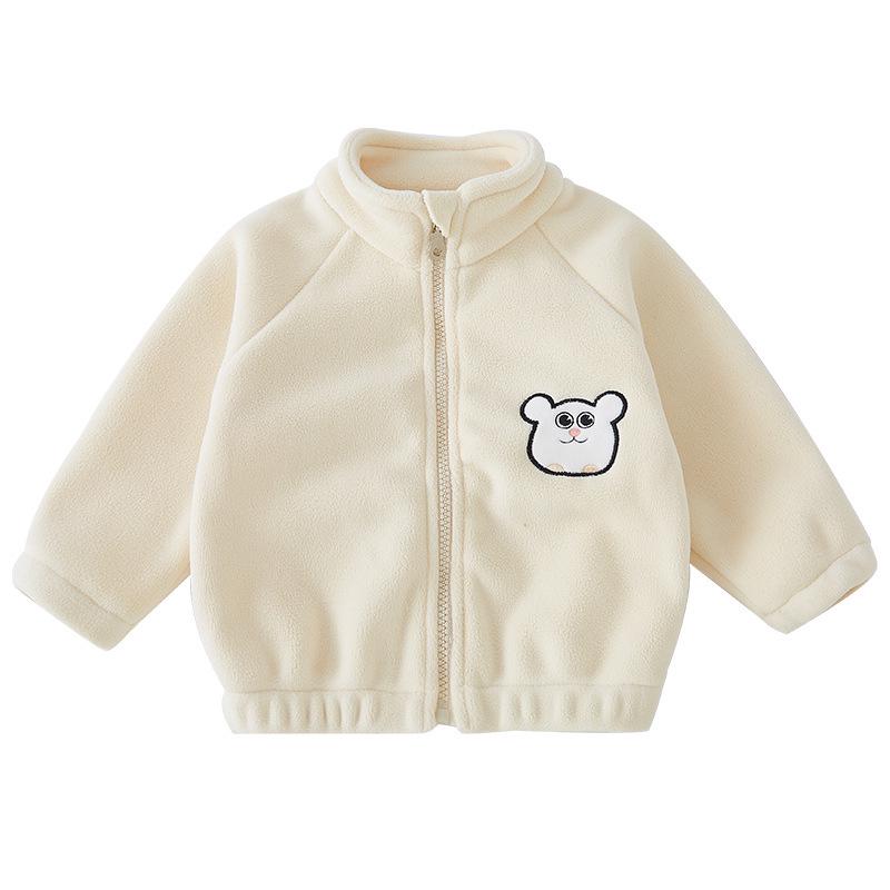 Korean Style Thickened Velvet Baby Coat for Boys and Girls - Autumn/Winter Solid Color Toddler Top