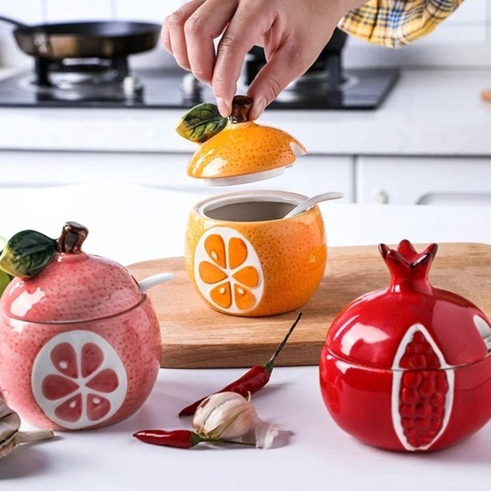 Japanese-style Salt Sugar Jar Fruit-shaped Spice Storage Jar Spice Container  Spice Storage