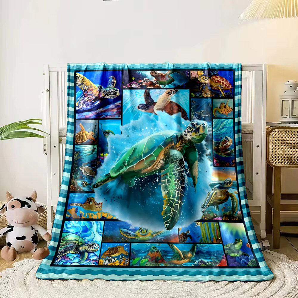 Sea Turtle Collage Blanket bedroom Blanket for Livingroom Couch lunch break Soft throw for Friend's festival Gift