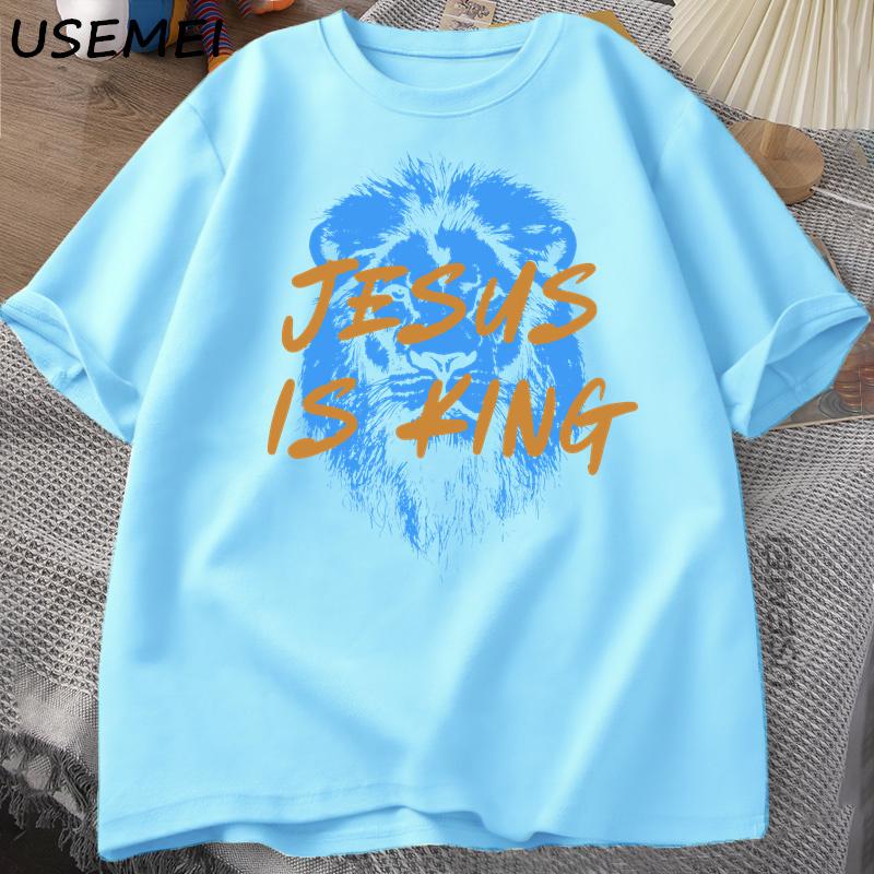 Jesus Is King Christian T Shirt for Unisex Women Faith Streetwear Tee Shirt Religious Bible Verse Tshirt Cotton Short Sleeve Tees