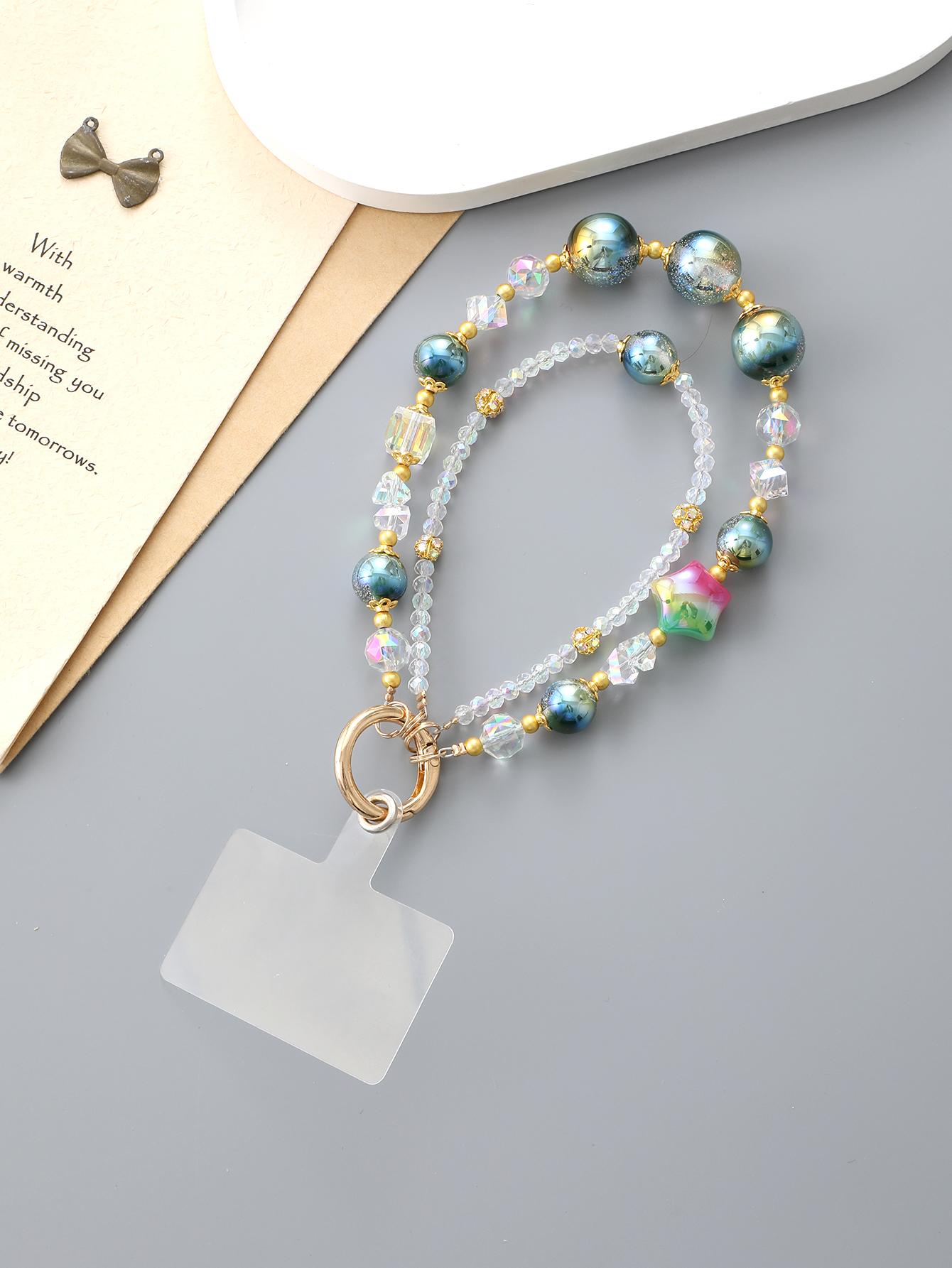 

Colorful Starry Sky Mermaid Princess Beaded Mobile Pendant Double Chain Pendant Accessory with Transparent Card Other