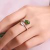 PANJBJ Anello Geometrico in Argento Sterling 925 con Giada di Hotan per Donna Ragazza Regolabile Gioielli Delicati Retrò Regalo di Compleanno Dropshipping