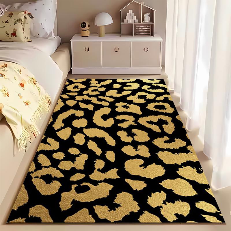 Leopard Print Area Rug - Black and Gold Modern Living Room Carpet Suitable for use as an anti-slip for living room bedroom sofas