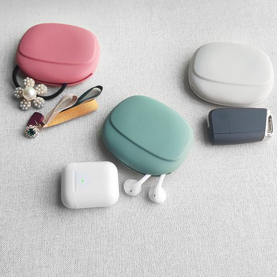 Silicone Headphone Cable Organizer Case Waterproof Mini Portable Travel Wired Earphone Earbuds Keys Data Cables Storage Box Headphone Accessories