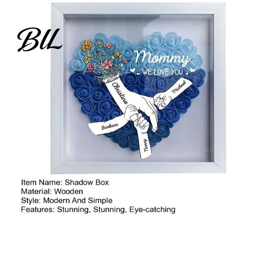 Shatterproof Acrylic Frame Personalized Mommy I Love You Flower Shadow Box Custom Names Holding Hands Gifts for Mom Grandma from Daughter or