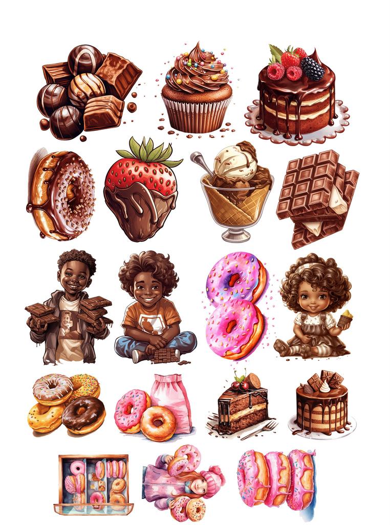 18Pcs/pack Chocolate Cake Cute Stickers For Stationery Scrapbooking Diy Diary Album Cute Stick Labe Planner Stickers Journaling