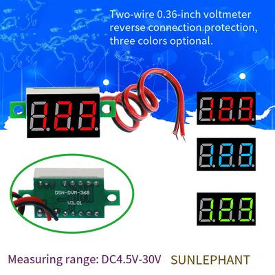 0,36 Zoll LED Digital 2-zeilig DC Spannungstabelle Rot Blau Grün DC4,5-30V Voltmeter