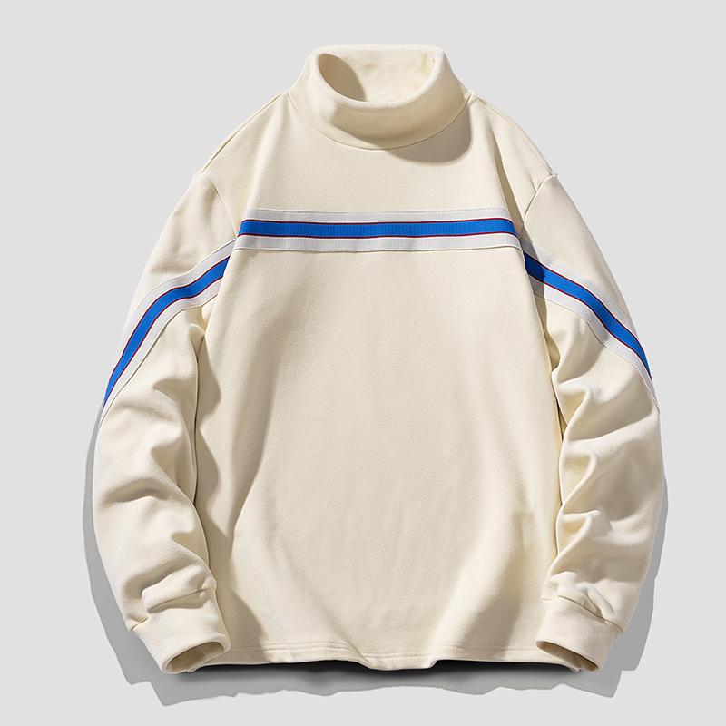 Men's Autumn and Winter New Solid-color Semi-turtleneck with Warm Bottom Pullover T-shirt Top