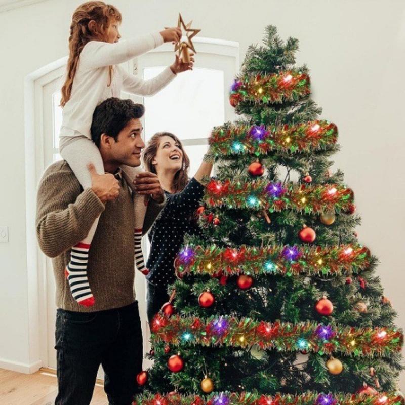 Christmas Top Ribbon with Light String Tinsel Garland Streamers Ornaments with Led Lights Christmas Garland Led Light 2025