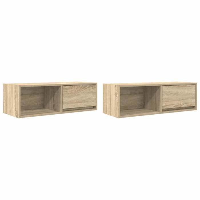 VidaXL Meubles TV 2 pcs chêne sonoma 80x31x25,5 cm bois d'ingénierie, banc TV, meuble hifi, centre de divertissement, buffet 861459