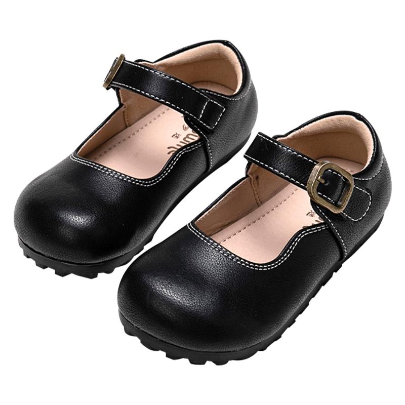 Fu Luomi Girls  Breathable Leather Loafer Shoes 29 чёрный
