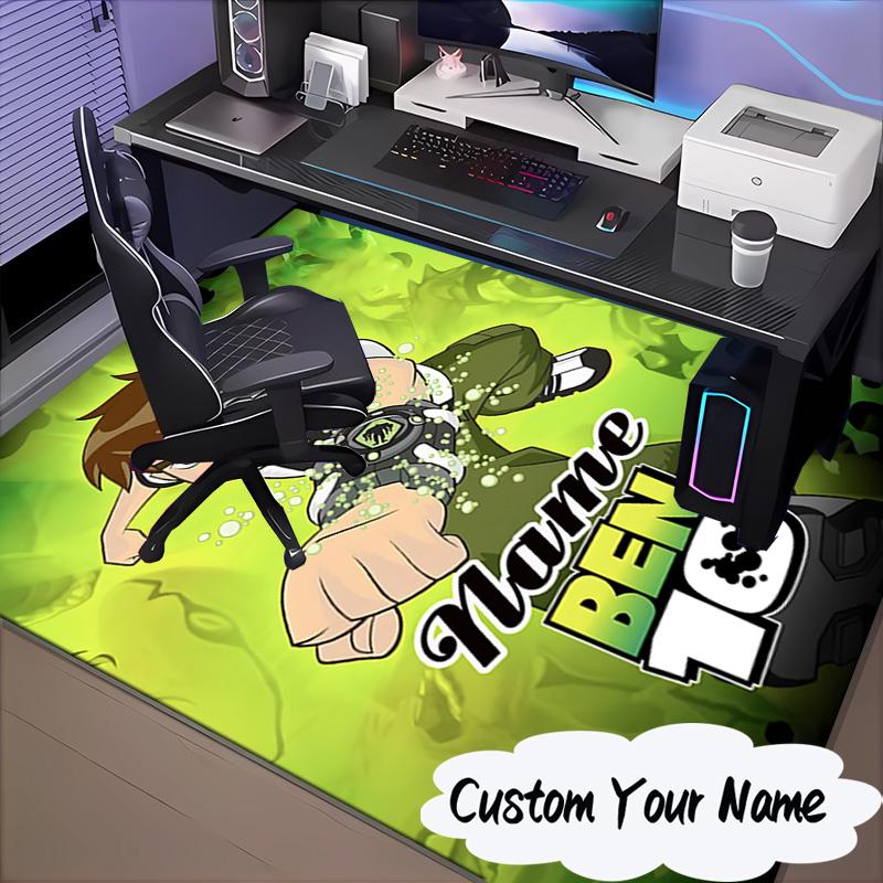 Custom Name Ben Alien Force Rug for Living Room, Game Rooms, Office, Bedroom, Floor Mat Playful Design, fan gifts Christmas decor