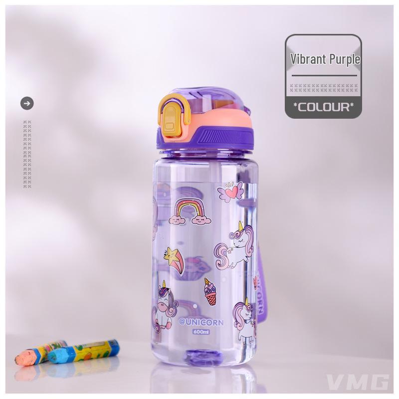 

Детский милый стакан для воды с трубочкой большой вместимости - Летний дизайн, Высокая ценность, Пластиковая бутылка из термостойкого материала для девочек 600ml