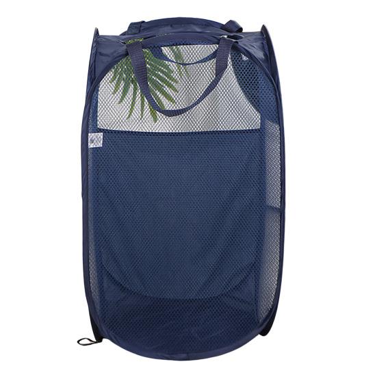 Dirty Clothes Storage Basket Foldable Large Capacity Hollow Out Mesh See-through Breathable Wide Opening Great Load Bearing Straps Toys Dolls Storage