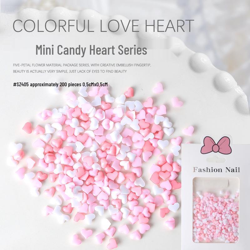 

Полимерные сердечки для нейл-арта - 3D цвета макарон, плоское дно, 200 штук