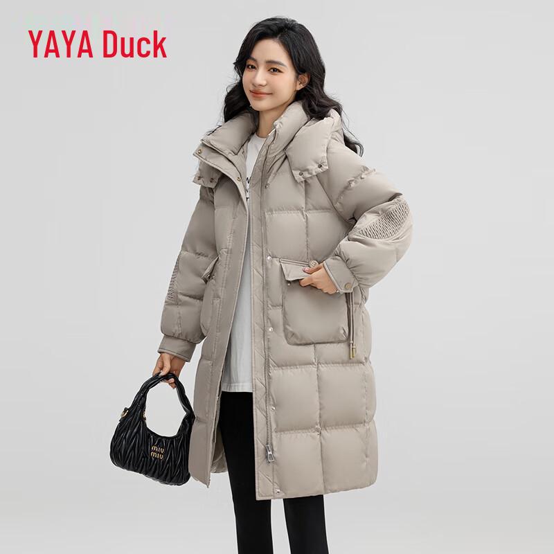 YAYA Women s Hooded Mid-Length Duck Down Puffer Jacket S