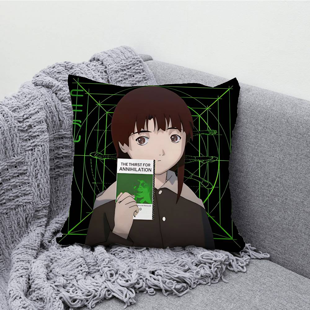 S-Serial Experiments Lain Pillowcases Bedroom Living Room Sofa Home Decor Polyester Cushion Cover with Zipper