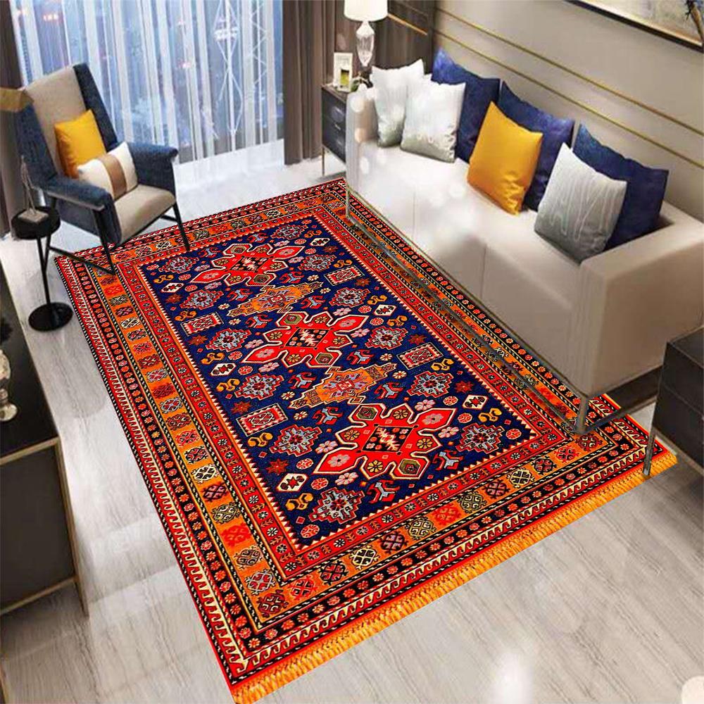Retro Persia Bohemian Flowers Plant Carpet Living Room Sofa Bedroom Bedside Kitchen Entrance Door Mat Non-Slip Home Decor Rug