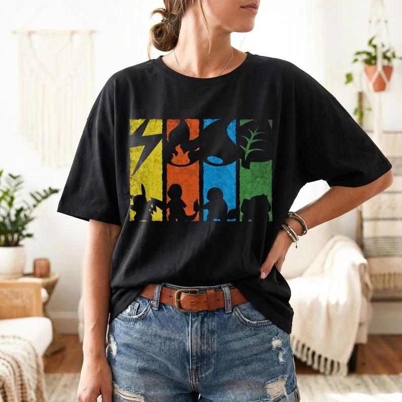 Pokemon T-shirt, Pokemon Gift, Pikachu, 90s cartoon, Mewtwo, Squirtle, Eevee S
