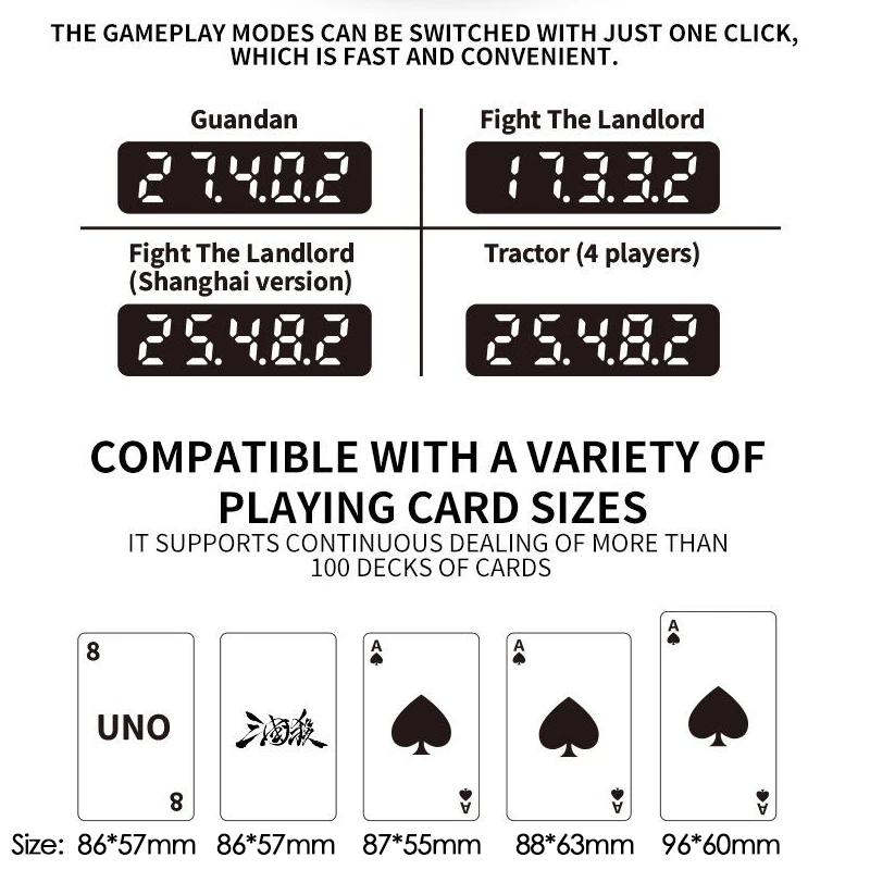 360° Rotating Playing Cards Dealing Machine Max. 4 Decks Cards Automatic Dispenser 2400mAh Rechargeable Poker Dealer Machine