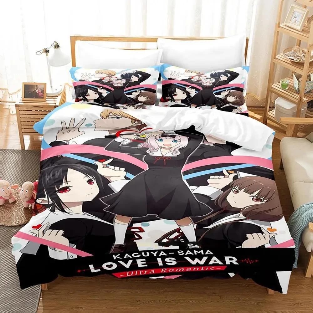 Anime Kaguya-Sama Love Is War Bedding Set Duvet Cover Bed Set Quilt Cover Pillowcase Comforter King Queen Size Boys Adult