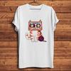 Nostalgia Cassette Tape Cat Funny Meow Joke TshirtWhite Casual Short Sleeve TShirt Unisex TeeNocracking Breathable Printing